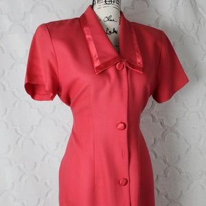Vintage 1990s Coral Button Up Dress by DJI